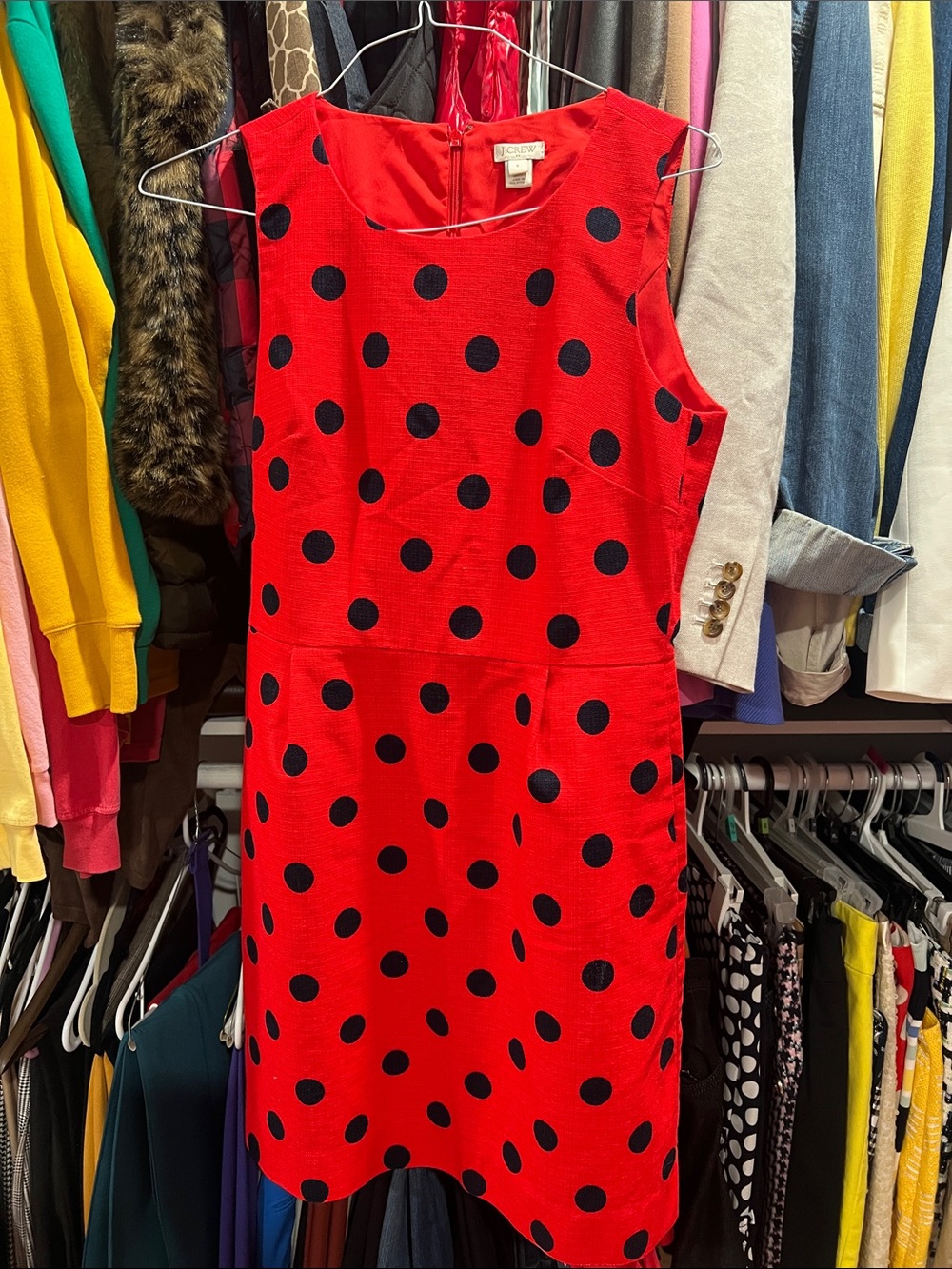 J. Crew Ladies Red Polka Dot Sleeveless Dress